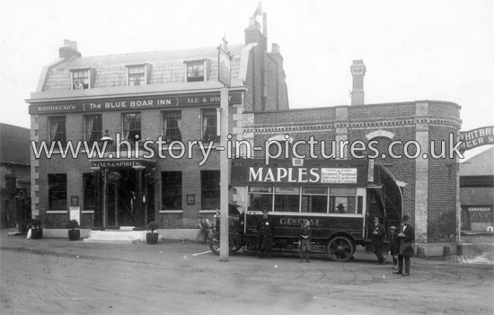 The Blue Boar Public House and Bus, Abridge, Essex. c.1910